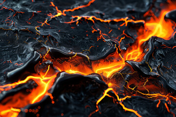 Lava crack molten texture with orange glow Hot molten liquid being poured Abstract backdrop - obrazy, fototapety, plakaty
