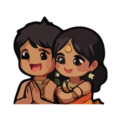 Indian wedding couple decorative vector illustration