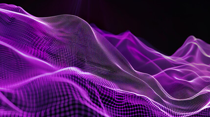 Vibrant Purple and Pink Digital Waves Abstract Background
 - obrazy, fototapety, plakaty