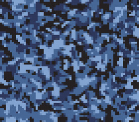 
Texture camouflage digital blue background vector seamless pattern