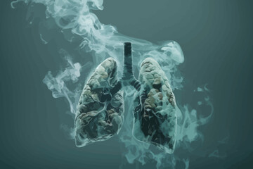 a smoke - filled lung is seen in this image - obrazy, fototapety, plakaty