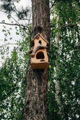 Birdhouse on a tree. House for birds.