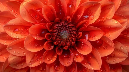   A tight shot of an orange blossom, adorned with droplets of water at its petals' edges, bears a golden star at its heart - obrazy, fototapety, plakaty