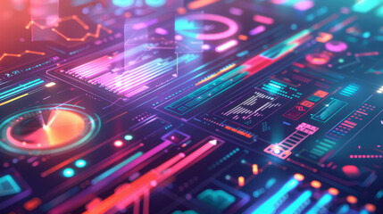 Obraz premium A colorful computer screen with many different icons and buttons