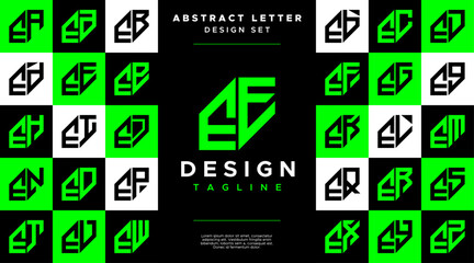 Modern sharp line abstract letter E EE logo bundle - obrazy, fototapety, plakaty