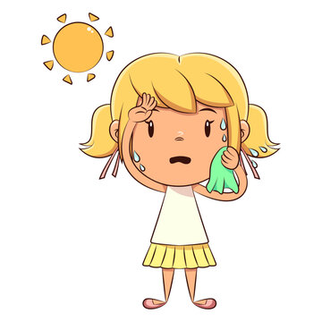 recommend clip art: Worried, girl, sweating, heatstroke