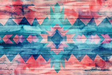 Abstract Ethnic Pattern on Painted Background