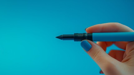   A tight shot of a person's left hand gripping a pen, with the right side of it exposed for writing