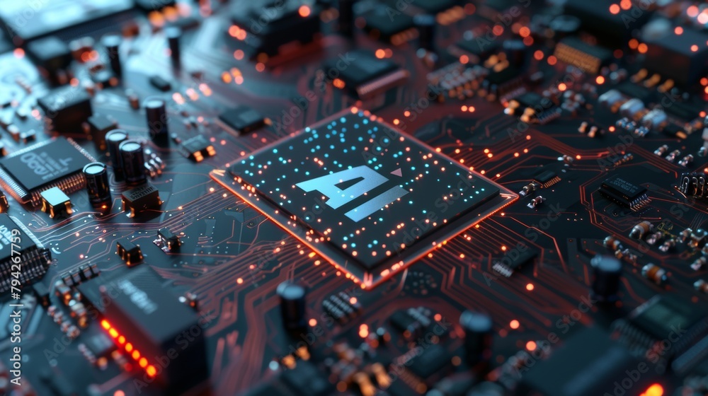 Canvas Prints Futuristic ai chip on circuit board