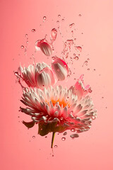 Flowers splash beautiful postcard or place for a subject. Generative AI,