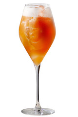 Ready orange cocktail with ice  in a tall wine glass