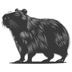 Silhouette capybara animal black color only full body