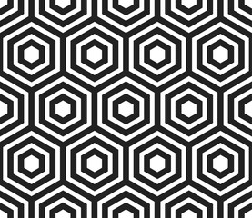 Abstract background with mosaic hexagon shapes. Plain hexagon frames. Large hexagons. Seamless tileable vector illustration.