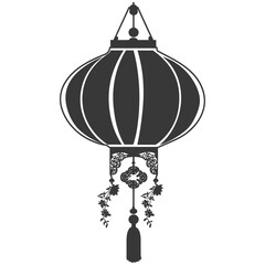 silhouette chinese traditional asian lantern black color only