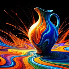 Envision a mud pitcher transformed into a canvas of creativity, adorned with a symphony of colors..