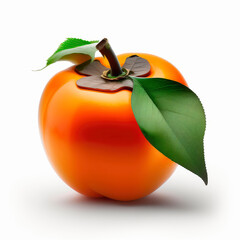 Persimmon fruits on a white background. Generative AI,