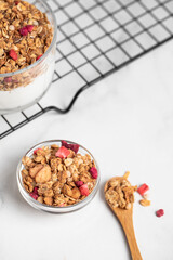 homemade granola, healthy breakfast, Homemade whole grain musli with berries