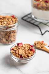homemade granola, healthy breakfast, Homemade whole grain musli with berries