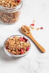 homemade granola, healthy breakfast, Homemade whole grain musli with berries