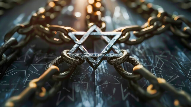 A chain with a star of david on it