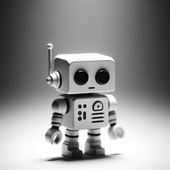 Obraz na płótnie Canvas Ein schwarz weiß Foto eines kleinen lustigen Roboters