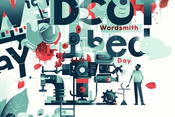 illustration with text to commemorate Wordsmith Day - obrazy, fototapety, plakaty