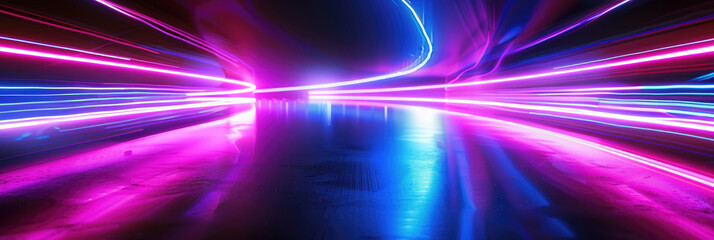 Abstract background with neon lines and lights