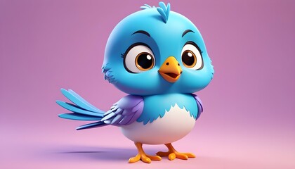 cute little blue cartoon bird