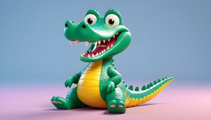 Naklejka premium Cute cartoon little baby cdocodile