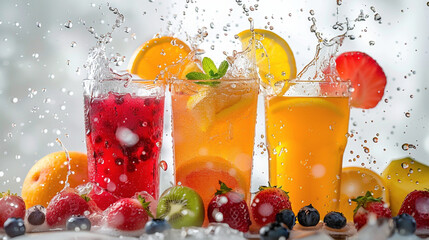 fruit juice splash collection isolated on white