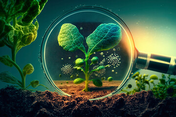 Agricultural technologies for growing plants and scientific research concept created with technology generative Ai - obrazy, fototapety, plakaty