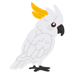 Vector illustration cute doodle cockatoo parrot for digital stamp,greeting card,sticker,icon, design