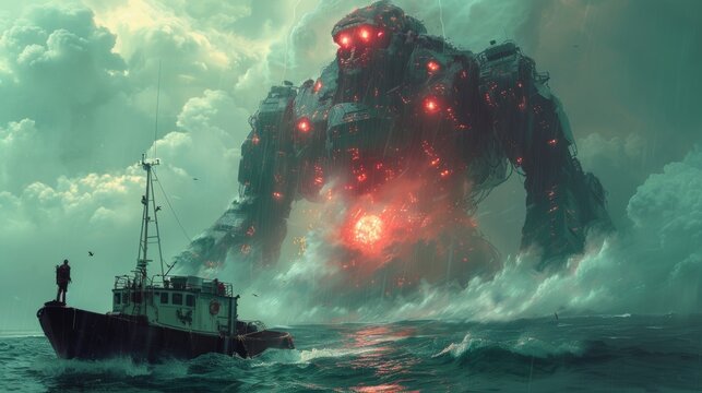 Oceanic confrontation with cybernetic leviathan