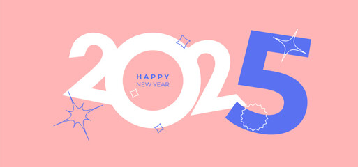 Cover design of 2025 happy new year. Y2k style holiday cover. Colorful and easy to remember. Happy new year 2025 design background