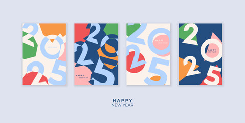 Cover design of 2025 happy new year. Strong typography. Colorful and easy to remember. Happy new year 2025 design poster.