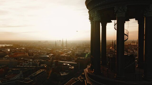 Hamburg - Beautiful Sunrise Over Hamburg with St Michaelis (Michel)