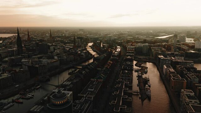 Hamburg - Beautiful Sunrise over HafenCity in Hamburg