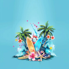 Hello summer, summer sales social media poster background