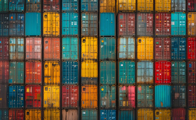 Colorful cargo shipping containers pattern