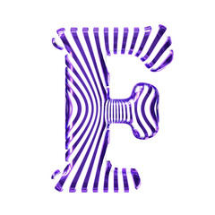 White symbol with purple vertical ultra-thin straps. letter f