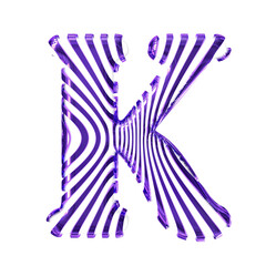 White symbol with purple vertical ultra-thin straps. letter k