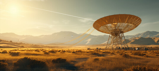 The facility encompasses a radio telescope, a marvel of scientific exploration and discovery.