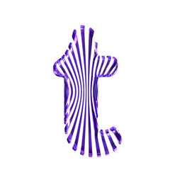White symbol with purple vertical ultra-thin straps. letter t