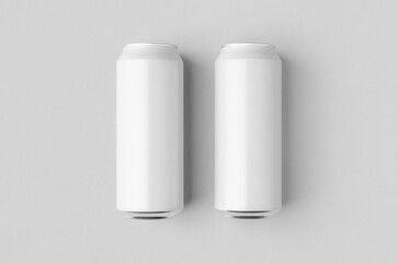 White large tall beer or soda aluminum can mockup.