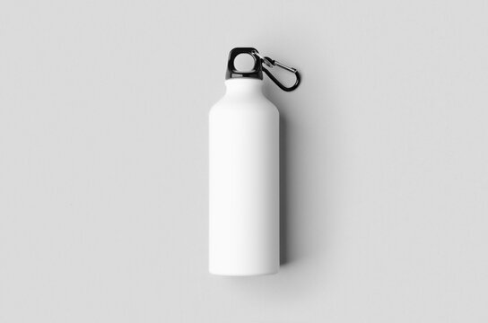 White reusable water bottle mockup.