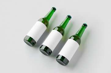 Green longneck beer bottle mockup with blank label.