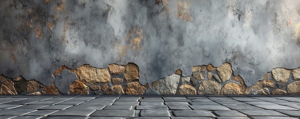 Stone wall with dark stormy clouds above