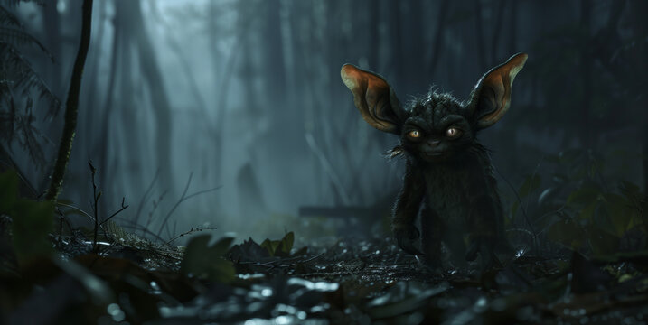 gremlin in the forest at night