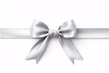 A silver ribbon bow on a white background