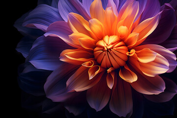 Obraz premium Detailed view of a vibrant purple and orange flower in bloom.